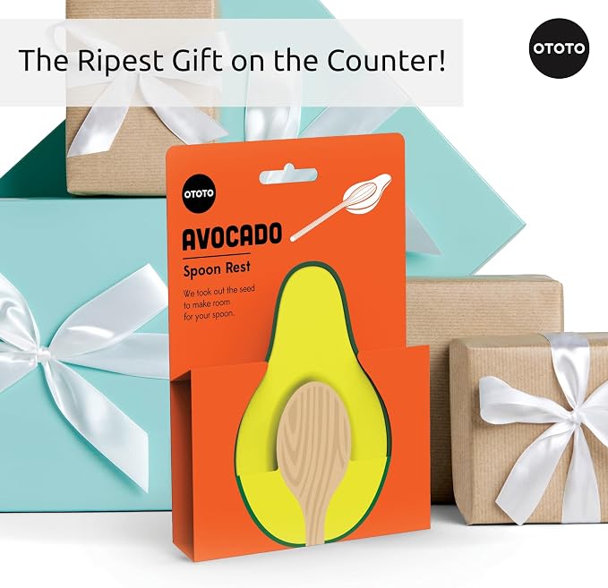 OTOTO Avocado Spoon Rest for Stove Top - Silicone Spoon Rest for Kitchen Counter, for Ladles, Tongs, Spatula Funny Cool Cute Kitchen Gifts Gadgets Accessories