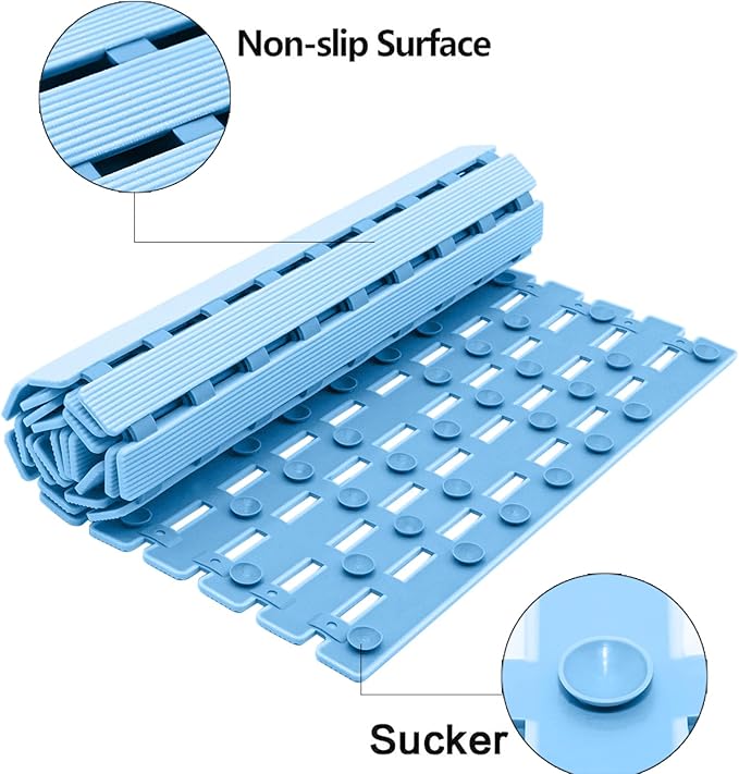 BEMISO Shower Mat Non Slip Bathtub Mat with Suction Cups and Drain Holes 37.4 x15.7 Inch Bath Mat for Tub & Shower.Easy Dry,Easy to Cut,Eco-Friendly