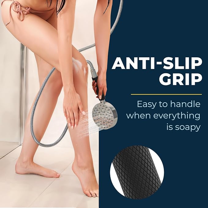HammerHead Showers® Shark Skin Grip Compatible for HammerHead Showers 1-Spray Handheld Shower Head – Slip-Free Grip for Handheld Shower Head for Elderly or Kids – Handshower Silicone Grip
