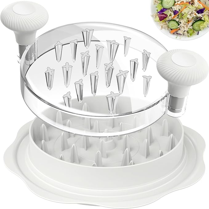 Ukeetap 10" Pro Chicken Shredder Tool Twist Large for Kitchen, BPA-Free Food-Safe Meat Grinder, Visible Chicken Breast Meat Shredder with Strong Anti-Slip Bottom & Ergonomic Handle, White