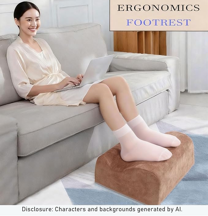 Foot Rest for Under Desk at Work,At Work Soft Ergonomic Footrest,Support Foot Pillow,Heel Chair,Leg Elevation Pillow,(Brown)