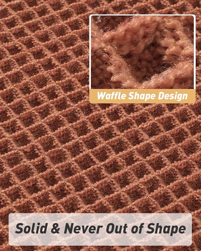 Upgraded Waffle Runner Rug Super Absorbent Non Slip Bath Mats for Bathroom Machine Washable Bathroom Runner Rug with Tassels, Ideal for Hallway Bedroom Laundry Room, Dirty Orange, 2'x 6'(24" x 72")