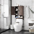 Vabches Over The Toilet Storage Cabinet with 2-Door Design Bathroom Organizers and Storage with Anti-Tip Device Over Toilet Organizer with Shelves for Bathroom,Restroom,Laundry Espresso