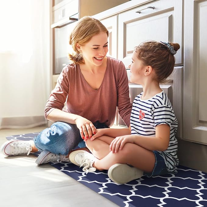 WISELIFE Kitchen Runner Rugs Anti-Fatigue mats,17.3"x 39",Non Slip Waterproof Ergonomic Comfort Mat for Kitchen, Floor Home, Office, Sink, Laundry,Blue