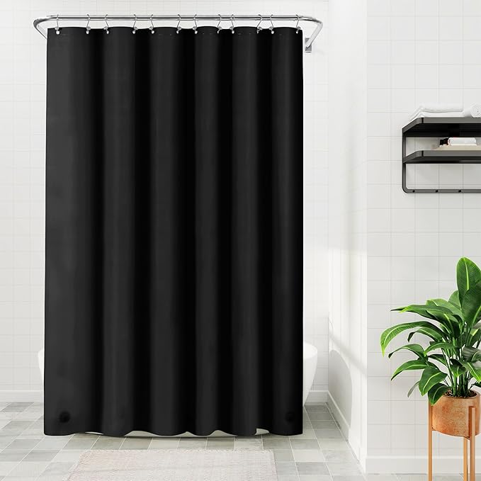 Barossa Design Black Long Shower Curtain Liner 78" Height - 3 Magnets & Waterproof Lightweight PEVA Shower Liner for Bath Tub, PVC Free, Metal Grommets, Black, 72x78