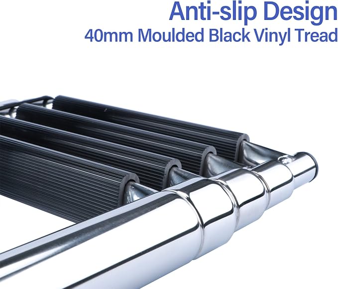 4 Step Boat Ladder, Stainless Steel Telescopic 4 Step Pontoon Boat Ladder, Extendable Dock Ladder for a Pontoon, Max. Load 900 Pound Capacity Marine Telescoping Ladder for Boat Yacht