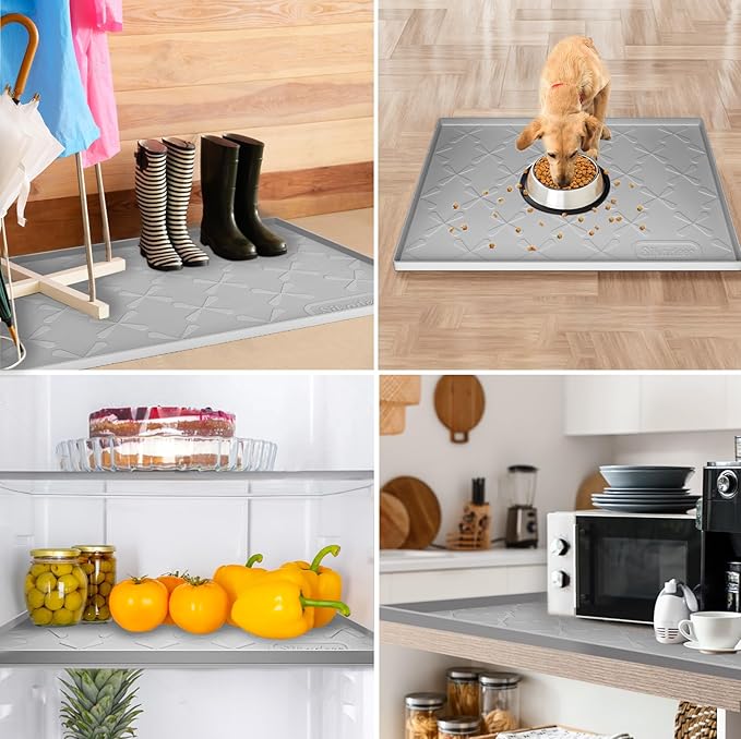 SIKADEER 28" x 22" Under Sink Mat Waterproof, Silicone Mat Kitchen Drawer Shelf and Cabinet Liner, Sink Protector for Kitchen Organizers and Storage, Boot Tray Pet Food Mats