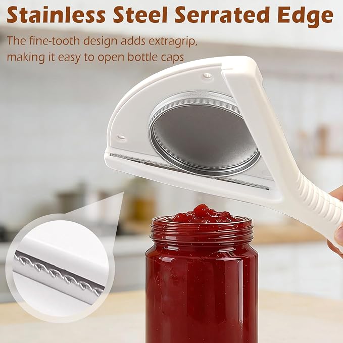 Multi-Purpose Jar, Bottle and Can Opener, Easy-Grip Bottle Opener with V-Shaped Design, Kitchen Tool for Weak Hands