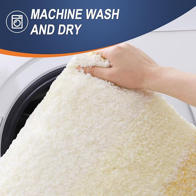 OLANLY Large Bathroom Rugs Mat 40x24, Extra Soft Absorbent Microfiber Bath Rug, Rubber Backing, Quick Dry, Washable Bath Mats for Bathroom Floor, Tub and Shower, Home Decor Accessories, Light Yellow