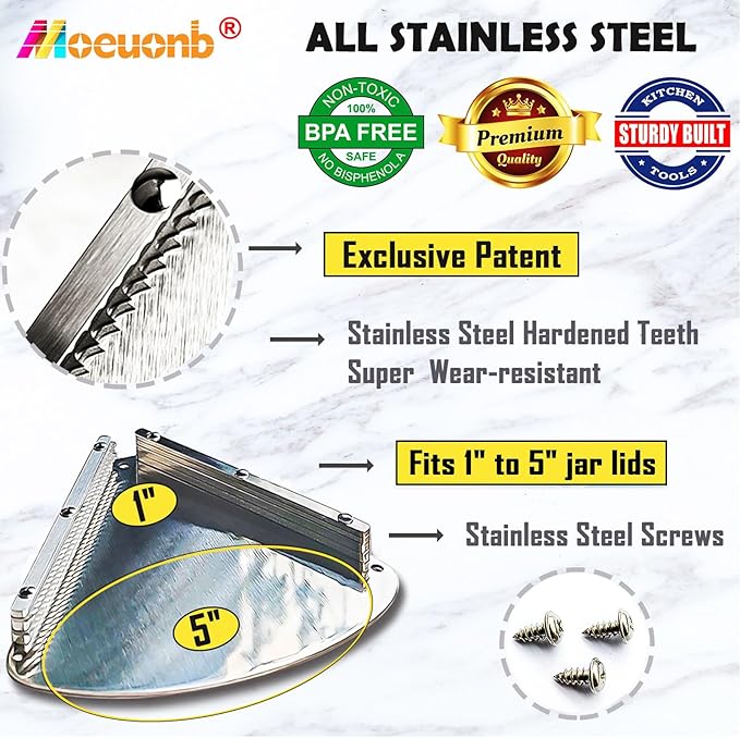 Moeuonb latest Under Cabinet Jar Opener for Seniors, Stainless Steel Jar Opener for Weak Hands, Jar Lid & Bottle Cap Opener Tool, Under Counter Can Opener, One Handed Jar opener