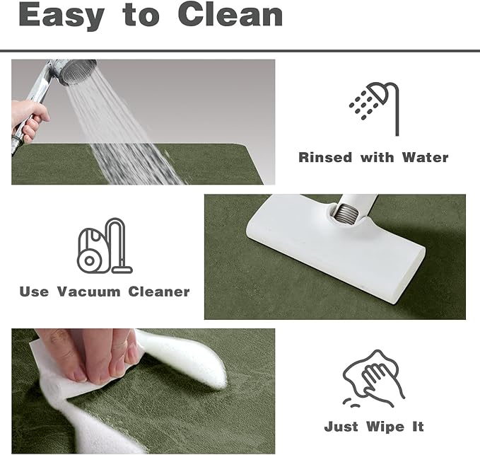 TYUU Bathroom Mat Quick Dry, Bathroom Rugs Non Slip Washable Thin Absorbent Bath Mat Fits Under Door Bathroom Floor Mat Perfect for Bath, Shower, or Sink 20"x30" Sage Green