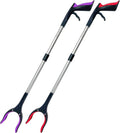Reacher Grabber Tool 32 Inch 2-Pack, Foldable Trash Picker Grabber, Trash Gripper, Garden Nabber, Litter Picker, Extended Grabber（Red/Purpl)