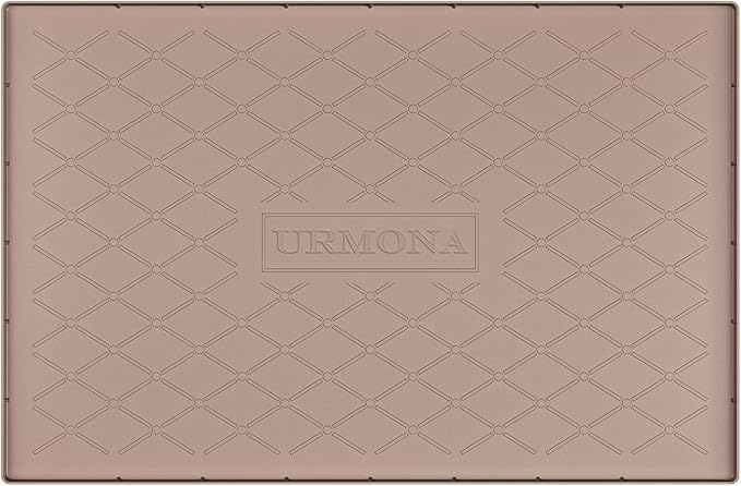URMONA 34" x 19" Waterproof Silicone Mat in Multiple Sizes & Colors, Under Sink Mat for Kitchen & Bathroom, Pet Food Pad for Dogs & Cats, Kitchen Cabinet Liner, Multi-Purpose for Storage(Khaki)