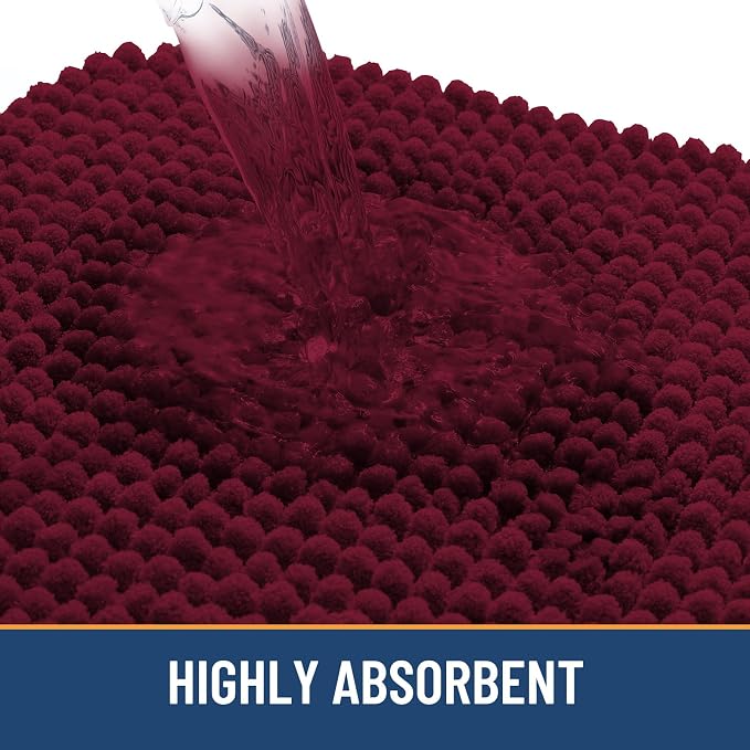 Arotive Bathroom Rugs 30" x 20", Ultra Soft Absorbent Chenille Bath Rugs, Non-Slip Rubber Backing, Machine Washable Bath Mats for Bathroom Floor, Tub and Shower, Home Decor Accessories, Burgundy