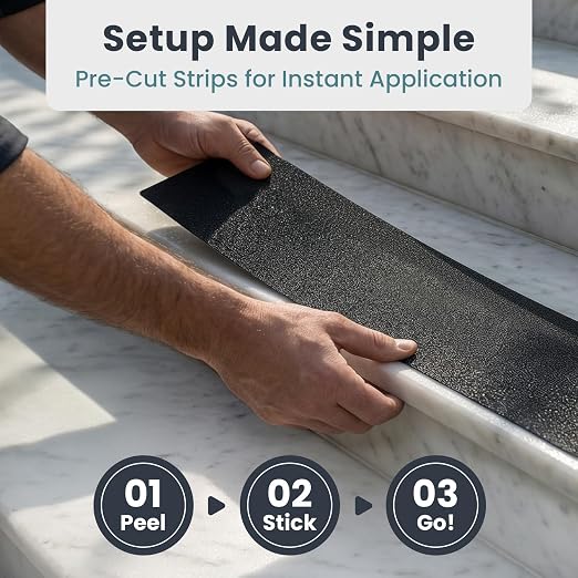 PELEGON Outdoor Stair Treads Non-Slip for Wooden Steps (18 Stairs) 6"x30" Heavy Duty Waterproof Anti Slip Traction Tape, Black Grip Tape Treads Outdoor for Wood, Decks, Ramps