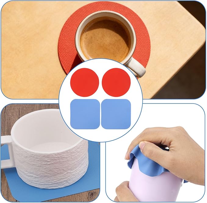 4pcs Jar Opener Gripper Pads, Rubber Can Opener Bottle Lid Cap Gripper Pads for Weak Hands Seniors Elderly Multi-Function Kitchen Coasters Gadgets (Red, Blue)