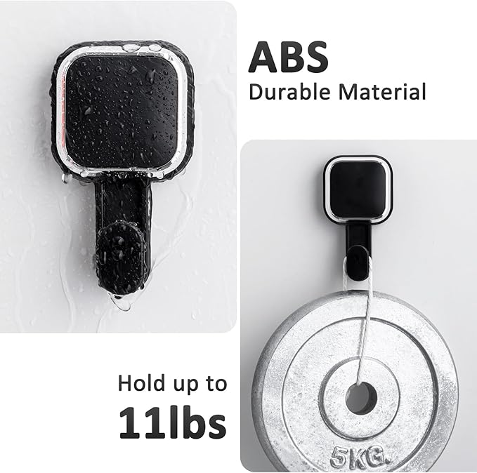 LEVERLOC 4 Pack Suction Cup Hooks for Inside Shower, Powerful Vacuum Suction Shower Holder for Towel, Loofah, Clothes, Damage Free Hanging Bathroom Wall Hooks, Easy to Install and Remove, Black