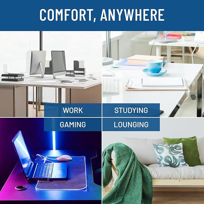 Elevate Series by Everlasting Comfort Adjustable Cloud Foot Rest for Under Desk at Work with Pressure Point Nodes - Comfortable Memory Foam Office Foot Stool & Desk Pillow, Gaming & Home Accessories