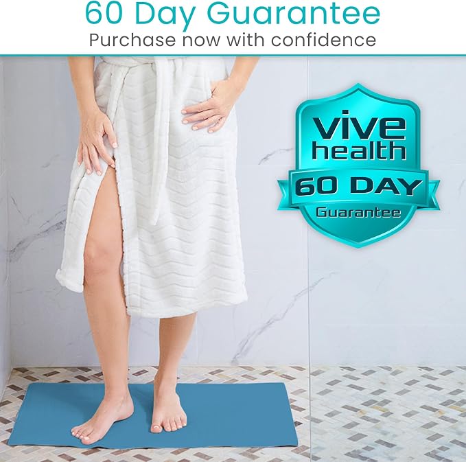 Vive Non-Slip Bath Mat with Suction Cups - 28" x 16" Extra Large Rubber Mat for Safety & Comfort - Patented Grip Prevents Slips and Falls for Kids, Elderly, Men, Women - XL Non Skid Shower & Tub Cover