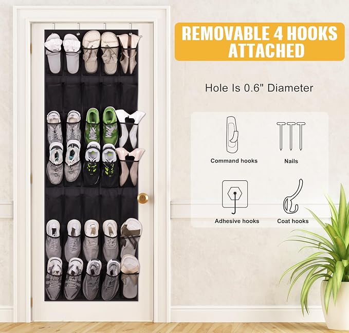 MISSLO 35 Large Pockets Over the Door Shoe Rack for Door Sturdy Oxford Over the Door Shoe Organizer Closet Hanging Shoe Holder Hanger