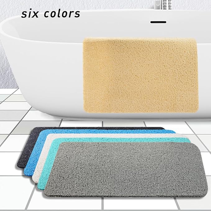 Asvin Soft Textured Bath, Shower, Tub Mat, 24x16 Inch, Phthalate Free, Non Slip Comfort Bathtub Mats with Drain, PVC Loofah Bathroom Mats for Wet Areas, Quick Drying