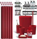 Clara Clark Bathroom Set - Christmas Bathroom Accessories Set, 24PC Bathroom Accessory Set, Christmas Bathroom Sets with Adhesive Corner Shower Caddy Hanging, Toilet Brush, Trash Can & Soap Dispenser