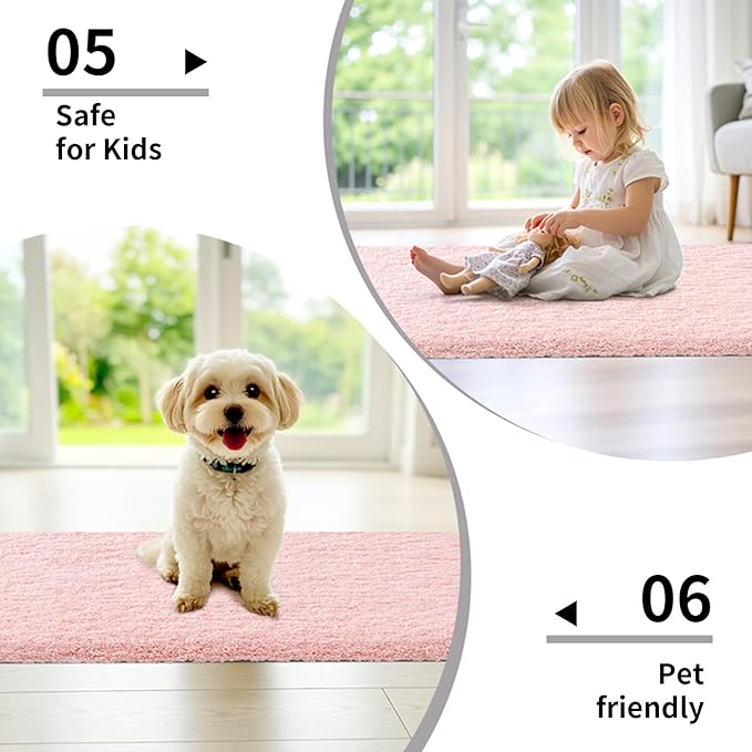 Disolla Pink Bathroom Rug 20x32 - Non-Slip Plush Thick Bath Mat, Highly Absorbent & Ultra Soft Fluffy Floor Mat, Machine Washable for Shower and Tub