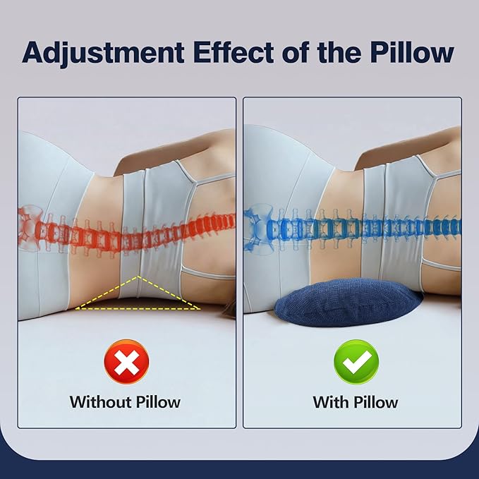 COMFYTHERA Lumbar Support Pillow for Sleeping Memory Foam Lumbar Support Cushion for Lower Back Pain Relief, Back Support Bed Pillow Waist Support (Dark Blue, Small)