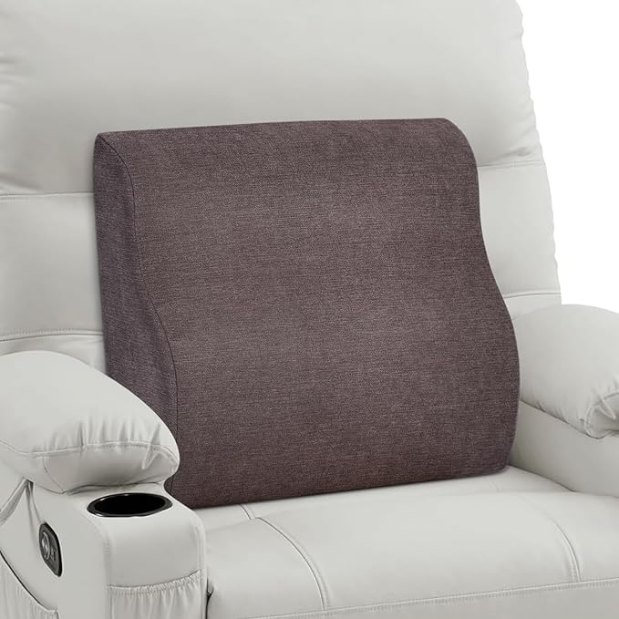 Back Support Pillow for Recliner Dual Layer Lumbar Support Pillow with Gel Memory Foam Ergonomic Orthopedic Couch Lumbar Cushions for Elderly Lower Back Pain Relief Washable Cover Brown