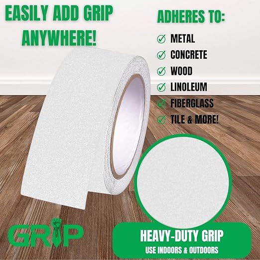 GRIP Anti Slip Tape - 80 Grit High Traction Non-Slip Tape for Stairs, Ramps, Floors, Indoor/Outdoor Use, Easy Cut & Apply, Durable for Heavy Traffic Areas (2" x 34')