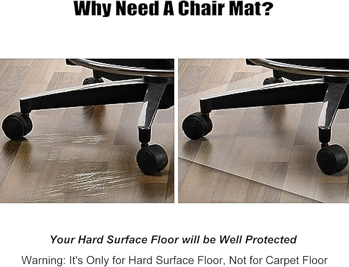 Azadx Office Chair Mat for Hardwood Floor, 57"x84" Clear Desk Chair Mat for Hardwood Floor Large Protector Floor Mat for Dining Room, Easy Glide Rolling Plastic Floor Mat, Chair Mats for Living Room