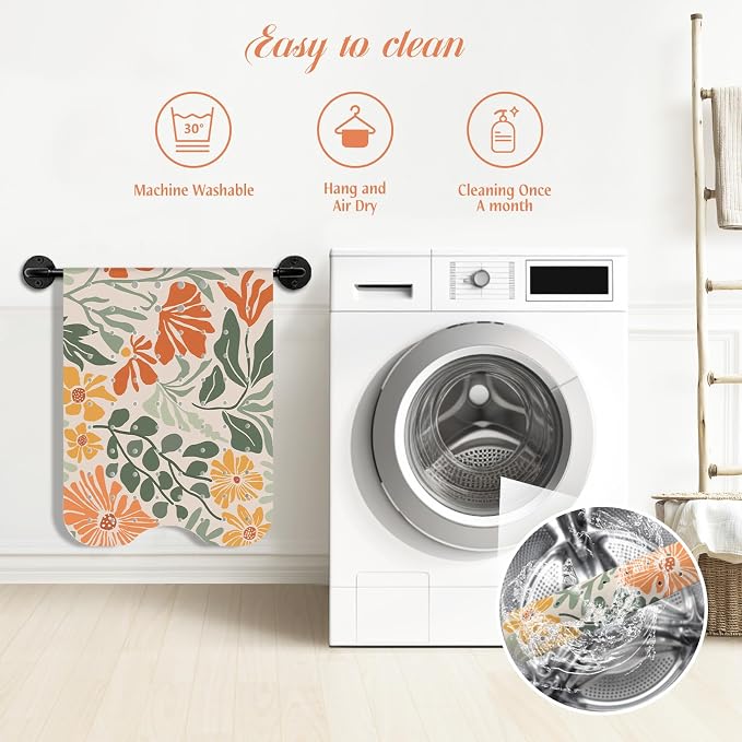 SHUCHING Boho Bath Mat for Tub Non Slip-40 X 16Inch, Flower Bathtub Mat Anti Slip for Women, Extra Long Shower Mat for Bathroom Mold Free, Machine Washable