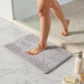 TYUU Bathroom Rugs Non Slip Washable, Ultra Soft Super Absorbent Quick Dry Small Bath Mat with Rubber Backing for Bathroom Floor, Shower, or Sink, Light Grey 16" x 24"