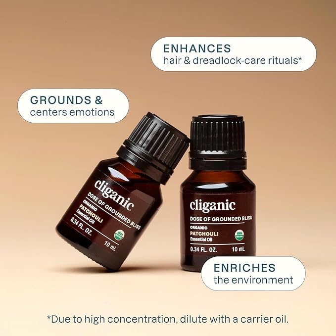 Cliganic Organic Patchouli Essential Oil - 100% Pure Natural for Aromatherapy Diffuser | Non-GMO Verified