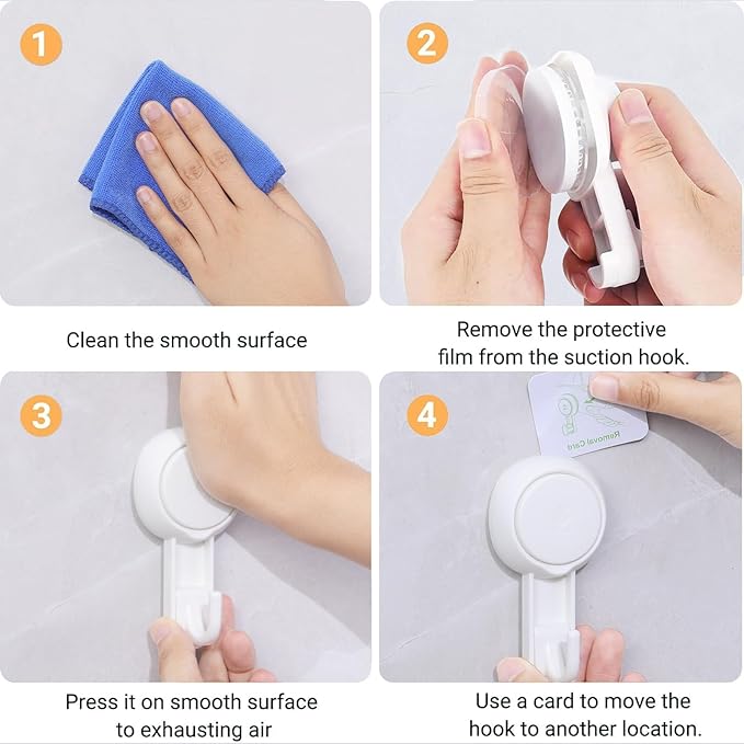 Marchpower Shower Hooks for Inside Shower Reusable Waterproof Utility Suction Cups Hooks - 2 Pack Heavy Duty Vacuum Hook Home Kitchen Bathroom Wall Holder Hanger for Towel Loofah Cloth Key & Ceiling
