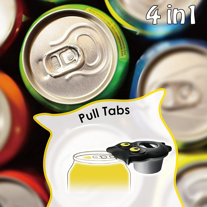 4-in-1 Manual Owl Bottle Opener - BPA-Free Multi-Function Opener for Bottle Caps, Jars, Pull Tabs & Twist Caps, Ergonomic Design for Kids, Seniors & Weak Hands (Green)