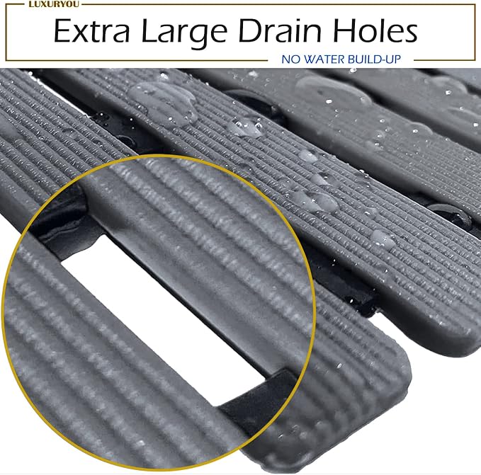Non Slip Bathtub Mat | Double-Layered Shower Floor Mat with Suction Cups | EZ-Dry Construction | Non-Toxic, BPA, Latex, Phthalate, PVC Free (Mist)