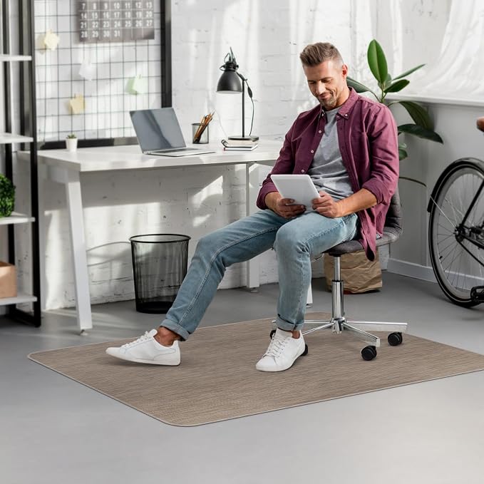 Blvornl Office Chair Mat for Hardwood Floor, 36" x 48" Desk Chair Mat for Hard Wood and Tile Floor, Large Anti-Slip Hard Floor Protector Rolling Chair Mat, PVC Mat Desk Rug for Office Home, Dark Brown