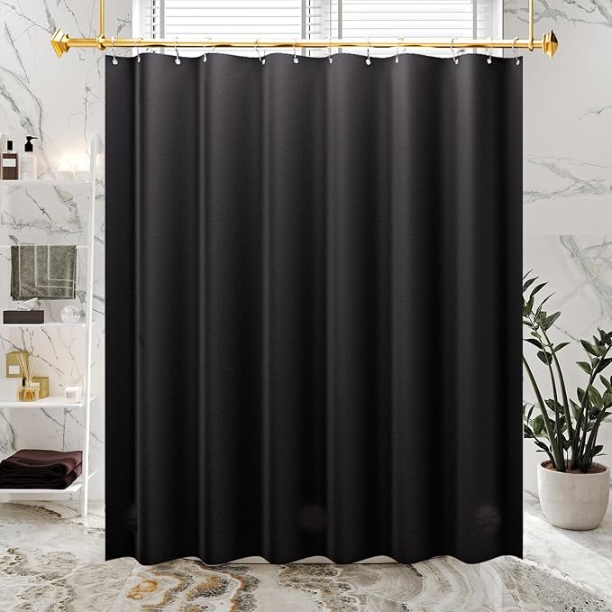 AmazerBath Black Shower Curtain Liner Plastic 78 Inches Long, Premium PEVA Shower Curtain Long Heavy Duty 8G, Weighted Shower Curtains for Bathroom with 3 Big Stones and 12 Grommets, 72x78 Inches