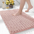 Bathroom Rugs Non Slip Washable 36x24, Extra Thick Soft Chenille Absorbent Bath Mat, High Density Barrier Non Slip Backing, Quick Dry Plush Shaggy Floor Carpet for Tub&Shower, Pink