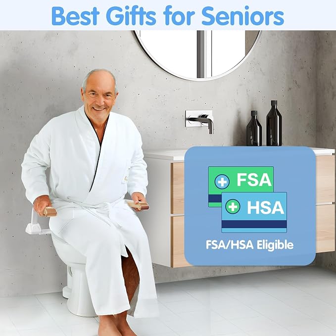 Toilet Safety Rails for Seniors, Heavy Duty Foldable Toilet Support for Seniors, Elderly Toilet Seat Rails with Arms, Toilet Bars for Elderly and Disabled Up to 520LBS, Easy Installation Toilet Rails