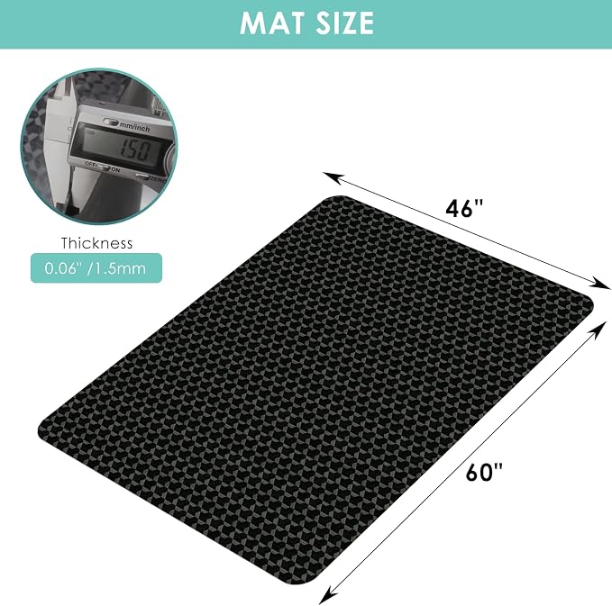 Vicwe Office Chair Mat for Hard Floor, 60"x46" Anti-Slip PVC Computer Chair Mats for Gaming, Easy Glide for Chairs, Multi-Purpose Floor Protector Desk Chair Mat for Home Office