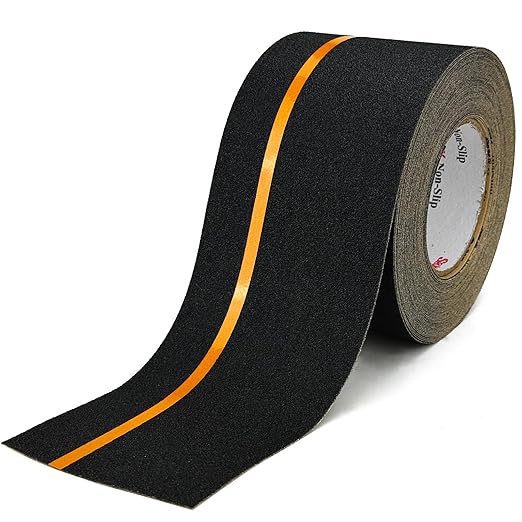 S&X Grip Tape for Stairs 4 Inch x 60 Ft, 2X Longer Heavy Duty Anti Slip Traction Tape with Reflective Strip, Outdoor Non Slip Stair Tread Non-Skid Safety Tape, Long-Lasting