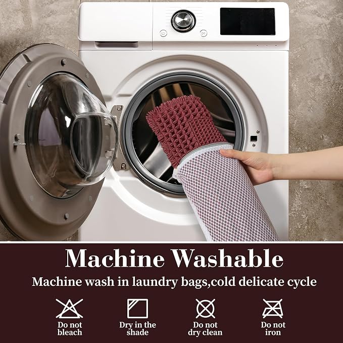 RESARE Waffle Bath Mat for Bathroom, Super Absorbent Bathroom Rugs Non Slip Machine Washable, Ultra Soft Quick Dry Boho Bath Rugs with Tassels, Farmhouse Home Decor Accessories, 18"x30" Dark Red