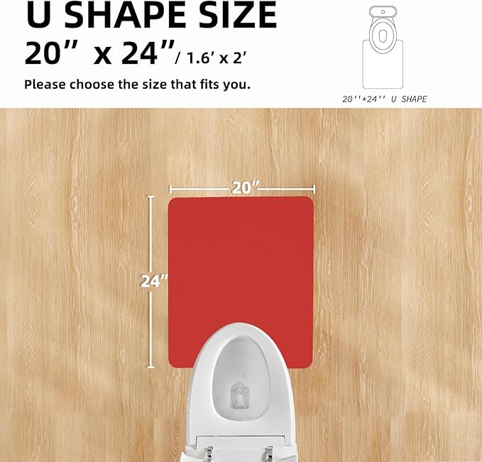 TYUU Toilet Rug, Thin Toilet Rugs U Shaped Washable Non Slip Absorbent Quick Dry Low Pile Toilet Mat, 20"x24" U Shape Red