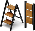 Taranta 3 Step Ladder,Aluminum Lightweight Folding 3 Step Stool with Anti-Slip Wide Pedal, 330lbs Capacity Step Ladder for Household,Kitchen,Office - BlackWoodgrain
