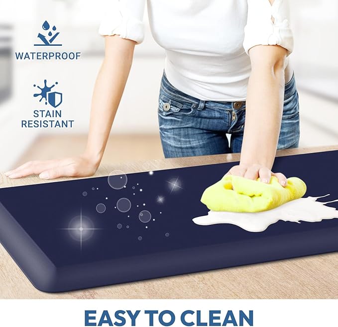 4/5 Inch Thick Kitchen Mat - Cushioned Anti Fatigue Mats for Kitchen Floor - Easy to Clean, Waterproof, Non-Slip Kitchen Rug for Sink, Office, Kitchen (17''x24'' Blue)
