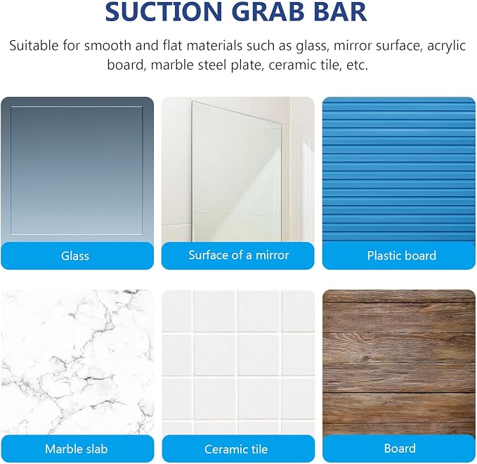 Veemoon Suction Grab Bar Non-Skid Bath Handle for Seniors, Medium Gold Safety Hand Rail with Strong Suction for Bathroom Shower Balance and Injury Prevention Support