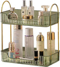 shuang qing Bathroom Counter Organizer Countertop Storage, Cosmetics Skincare Shelf, Makeup Organizer Perfume for Dresser Vanity Tray, Spice Rack for Kitchen(2 Tier-Green)