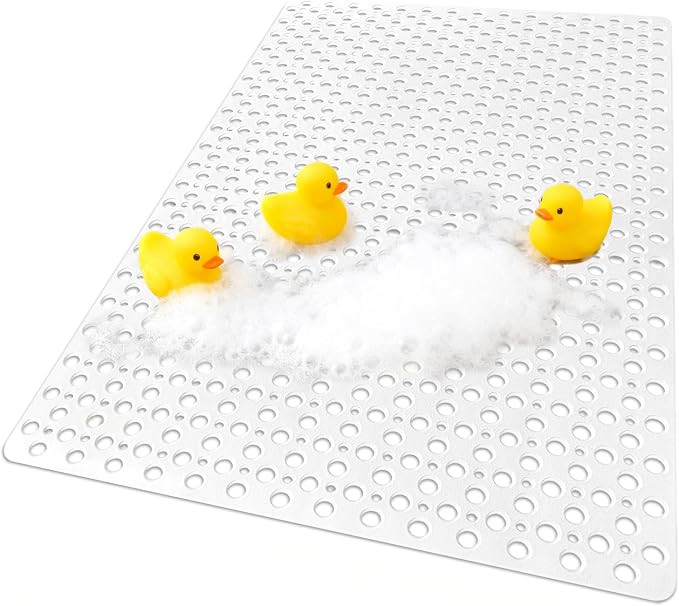 Extra Large Shower Mat, Yonala 47 x 32 Inch Non Slip Shower Mats for Inside Shower, Soft TPE Shower Floor Mat with Suction Cups and Drain Holes, Machine Washable Bathroom Shower Mat, Easy to Clean